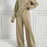 AMBRA™ - Casual Long Sleeve Sweatshirt and High Waist Pants Set