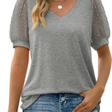 RHINA™ - Sheer Sleeve V-Neck Top