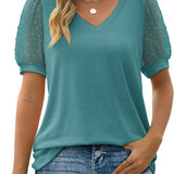 RHINA™ - Sheer Sleeve V-Neck Top