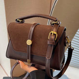 MARLYNN™ - Vintage-Style Small Square Shoulder Crossbody Bag with Contrast Stitching