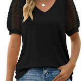RHINA™ - Sheer Sleeve V-Neck Top