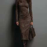Mildred™ Elegant Suede Maxi Dress