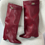 ELOISE™ - Burgundy Leather Boots