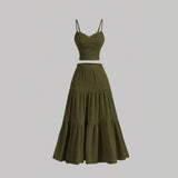 DALI™ - Comfy Sleeveless Crop Top and A-Line Skirt Set