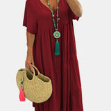 LINNEA™ – Soft Ruffle V-Neck Maxi Dress