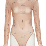 JANELLA™ – Modern Print Mesh Bodysuit