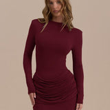 ZERNA™ - Long Sleeve Ruched A-Line Dress Gown for Elegant