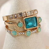 DARLENE™ - Vintage Blue Crystal Ring Set