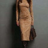Mildred™ Elegant Suede Maxi Dress