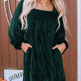 OLIVERA™ - Chic Bishop Long Sleeve A-Line Dress with Square Neck